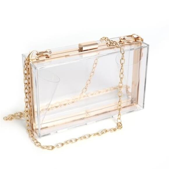 COMPLETELY CLEAR Transparent Clutch Purse Women's Novelty Hand Bag - Picture 2 of 6